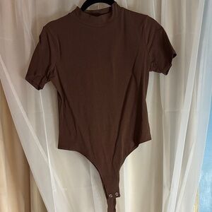 Basic Brown Mock Neck Bodysuit